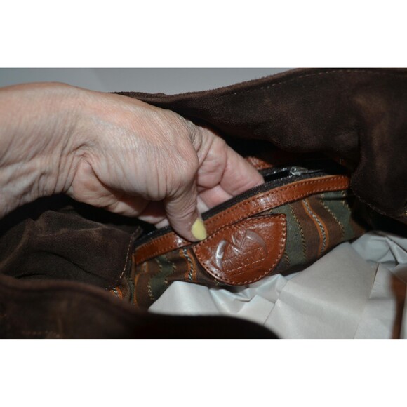 Boho Hippie Indie 1960s Inspired Hobo Bag Vintage Italian Suede - Picture 7 of 9